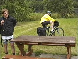 The picnic table we used for lunch at Loch Oich Car Park, 24.4 miles into the ride